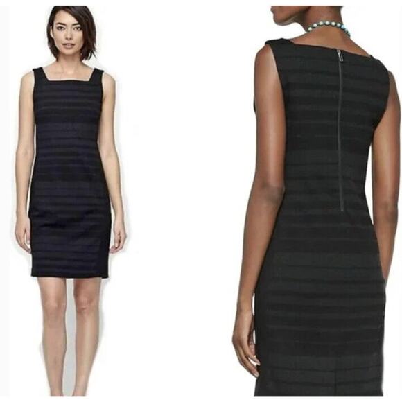 Eileen Fisher Dresses & Skirts - Eileen Fisher Mini Dress Sleeveless Square Neck Black & Gray Knit Sheath size 6